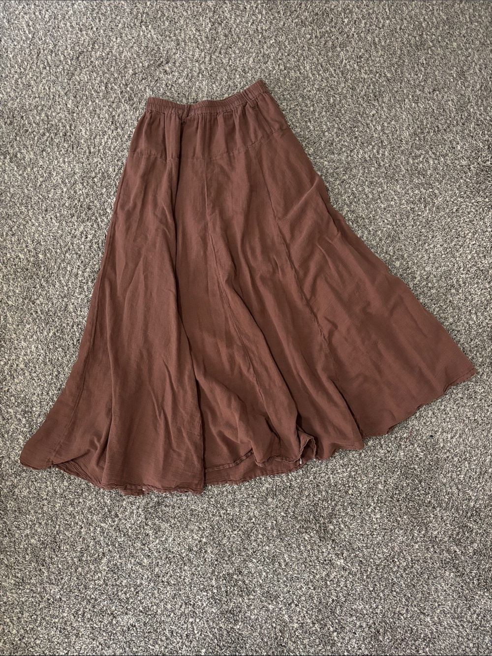 Cotton Flower brown maxi skirt boho Can Be Gathered Underneath Lagenlook casual